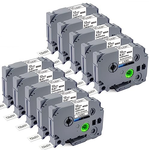 BEYONDTEK Kompatibles für Brother TZe-231 TZ Tape 12mm 0.47 Laminiertes Band Schwarz auf Weiß, für Brother P-Touch Label Maker PT-H110 PT-H108GT PTH100R PT-H200