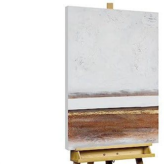 KunstLoft Leinwandbild | 100% HANDGEMALT | 60x90cm | Gemälde 'Crumbling Facade' | Abstrakt | Weiß Braun | Wandbild Wohnzimmer
