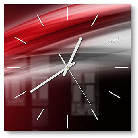 DEQORI Glasuhr | 30x30 cm | Motiv Energiegeladener Schweif | ausgefallene leise Design Uhr aus Glas | Wanduhr für Wohnzimmer & Küche | moderne Hingucker Uhr für die Wand