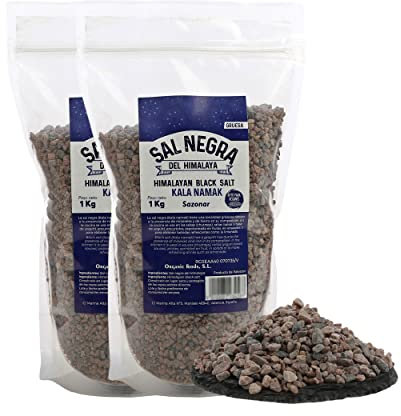Sal Negra Gruesa de Himalaya - 1 Kg - 100% Natural y Pura, Rica en Minerales Esenciales, Sin Aditivos, Para Cocina y Salud (2pz)