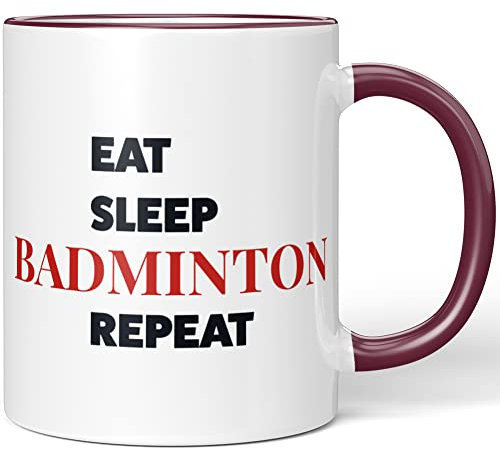 JUNIWORDS Tasse, Eat sleep BADMINTON repeat, Bordeaux (1009427)