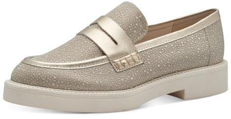 MARCO TOZZI Damen Loafer ohne Absatz aus Kunstleder mit Blockabsatz, Gold (Gold), 39 EU