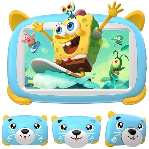 DOOGEE U7 Kinder Tablet, 7 Zoll (4GB RAM+32GB ROM/1TB TF) Kids-Tablet, 3400mAh Android-Tablet, TÜV-SÜD-Zertifiziert, blaues Licht, 2,4G WiFi-Tablet mit App für Kinder, Kinder World/Painting, Blau