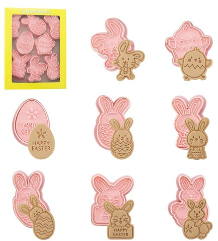 8 Stück Ausstechformen Ostern Set,Keksausstecher Ostern,DIY Ausstecher Osterei,Plätzchenausstecher Ostern Kinder,Keksstempel Ostern,Osterhasen Ausstecher Klein,DIY Ausstecher Osterei (Ostern-A)