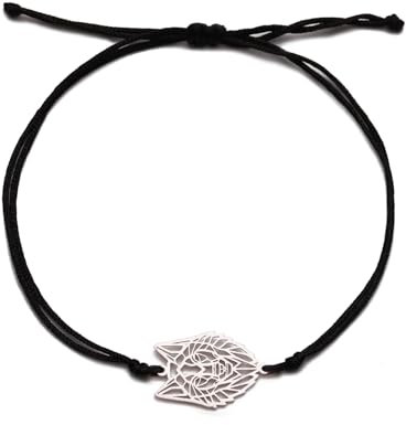 TEAMER Wolfsarmband Fuchsarmband Delfin Wachsseil Chian Armband Edelstahl Tierschmuck für Frauen (Wolf - Silber)