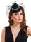 Focupaja Fascinator Hüte Damen Pillbox Hut mit Mesh Schleier Federn Derby Stirnband Hochzeit Kopfbedeckung Tea Party Haarspange 1950er Vintage Fascinator W4-27-Schwarz