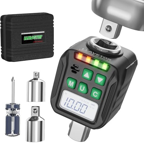 LLAVETOR 1/2 Antrieb Digitaler Drehmoment-Adapter, Digitaler Drehmomentschlüssel-Konverter mit 3/8 und 1/4 Adaptern für Fahrrad Motorrad Auto Reparatur… (6,8-135 Nm)
