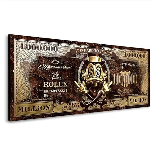 Kunstgestalten24 Leinwandbild Dagobert Duck Totenkopf Pop Art Comic Dollar Wand Bilder Wandeko