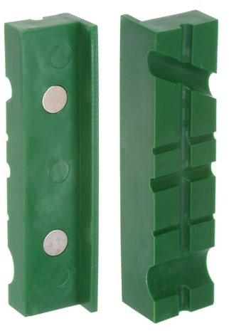 sourcing map Magnetic Vise Jaws 5 Inch Magnet U-Grooves Soft Rubber Bench Jaw Pads Covers Multi-Purpose Protector for Woodworking Jewelry Making Plumbing, Green