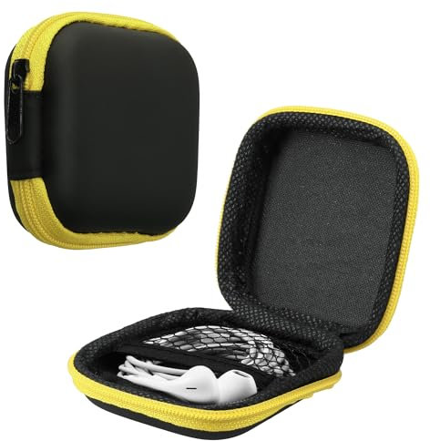 kwmobile In-Ear Kopfhörer Tasche - In Ear Headphones Schutztasche - Earphones Etui Case Cover Hülle für Kopfhörer in Gelb Schwarz