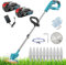 18V Cordless Grass Trimmer, Cordless Lawnmower with Two 3000mAh Batteries,180°Swivel Handle, 90° Rotatable Head Garden Strimmer Perfect for Garden Bushes, Weeds, Branches