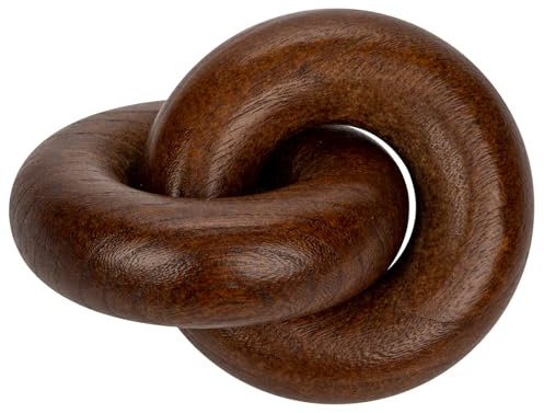 Briful Holz Knoten Skulptur, Dekorative Holzknoten Skandinavische Wohn-Dekoration aus Massivholz für Tisch, Regal und Wohnzimmer – Modernes Design Holzkette, 18x12 cm Dunkelbraun