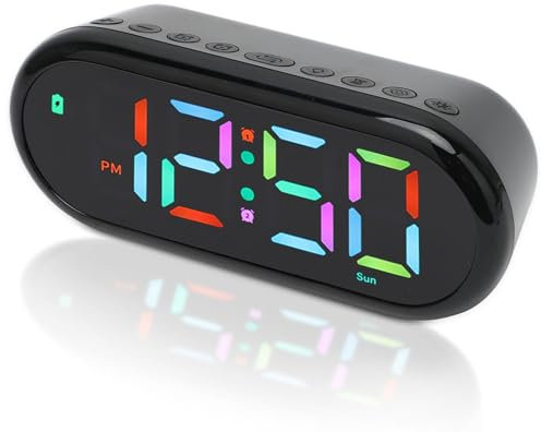 RANJIMA LED Wecker Digital, Kinderwecker Digitalwecker Kinder mit Nachtlicht, LED-Digital-Wecker mit Dual Alarm, 3 Helligkeit Lautstärke Regelbar, Digitaler-Wecke für Mädchen Jungen Schlafzimmer