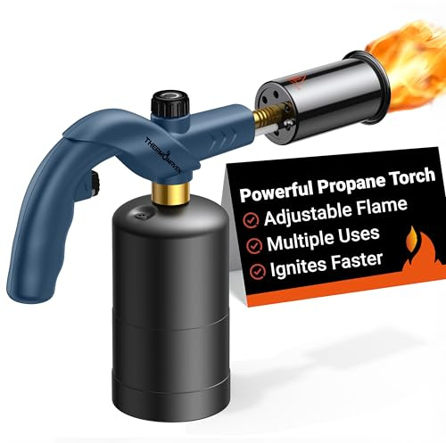 ThermoMaven Propane Torch Gun, Adjustable Cooking Torch Lighter, Blue | Powerful Blow Torch for Sous Vide, Steak Searing, BBQ, Grilling, Campfires and Charcoal Lighting (Tank Not Included)