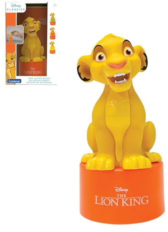 LEXIBOOK, Disney El Rey León, Luz nocturna Simba con altavoz para la habitación de los niños, luz suave, a pilas, amarillo/naranja, NS01AN