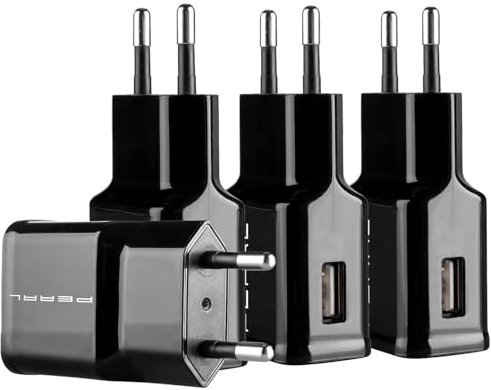 PEARL USB-Netzteil-Stecker: 4er-Set kompakte USB-Netzteile, USB-A, 5 V, 2,1 A / 10,5 W, schwarz (Ladegerät Adapter USB, USB-Strom-Adapter-Steckernetzteil)
