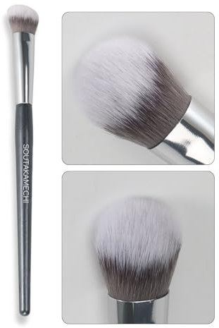 Pinceau Kabuki biseauté pour correcteur, contour des yeux, contour du nez pour dissimuler, estomper, fixer et polir avec poudre, liquide, crème – Petit pinceau à fond de teint, pinceau de maquillage