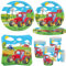 OMZSXK Vajilla de fiesta para 16 invitados, 52 unidades, platos de papel, vasos, servilletas, decoración de fiesta de tractor de granja, decoración de cumpleaños infantil para niños y niñas