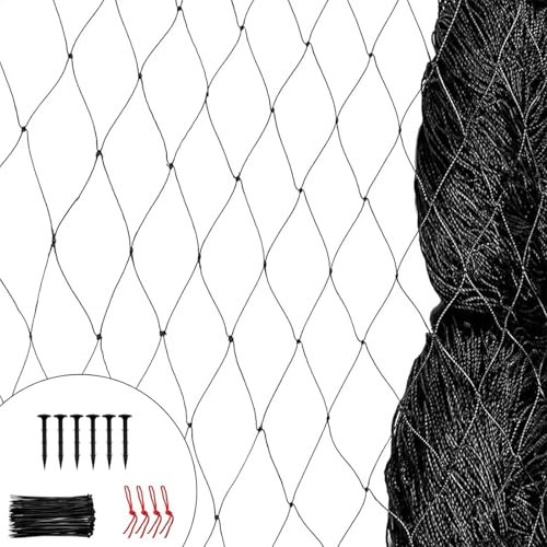 Chingcoo 15×15M Teichnetz Vogelschutznetz, Engmaschig Starkes Nylon Multifilament Poolnetz Obstbaumnetz Gartennetz, Vogelabwehr Netz, mit 50 Kabelbinder, 6 Heringe, 8 Spanngurte