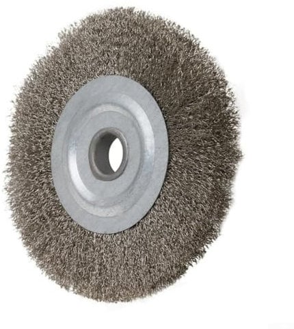 4 Inch Stainless Steel Wire Wheel Brush with Crimped Bristles for Rust Removal, Paint Stripping, Deburring, 5/8 Bore, Angle Grinder Compatible, & Home Use