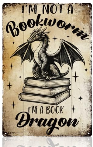 Buch Drache Klassenzimmer Bibliothek Wanddekoration Schild Ich Bin Kein Bücherwurm Ich Bin Ein Bücherdrache. Lustige Wandkunst Inspirierendes Poster Zum Lesen Metallblech Die Leseecke Wanddekoration