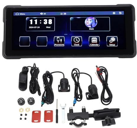 XTevu 7inch Motorcycle GPS Navigator for Android Auto Carplay Multimedia Display Motorbike Navigation System for Traveling Daily Riding Bike GPS Device