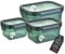 Engelland - 3er Set Aufbewahrungsdosen mit Deckel, luftdicht, auslaufsicher, stapelbar, Vorratsdose, BPA-frei, Kunststoff, verschiedene Größen, 0,4 L / 0,8 L / 1,5 L, transparent-moosgrün