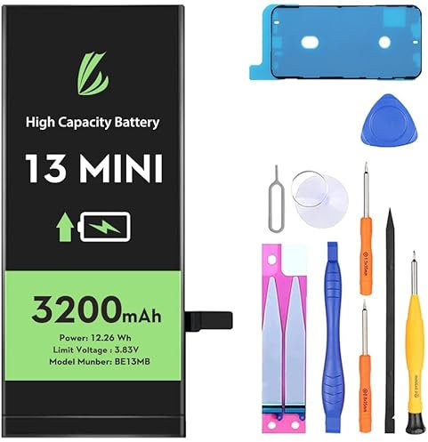 LL TRADER Batterie pour iPhone 13 Mini, 3200mAh Batterie Lithium polymère Haute capacité avec Outils de réparation 2025 New