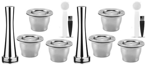 Sxmrmnx Capsules Réutilisables, 6 Tampons Rechargeables pour + 2 Tamper + 2 Cuillère + 2 Pinceau