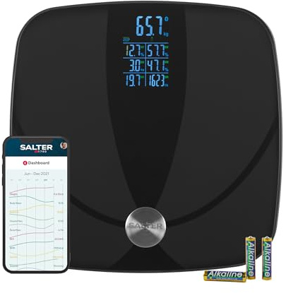 Salter Salter Health Smart Bathroom Scale, Bluetooth, 17 Metrics | Multi-Reading Display, 180 Kg Capacity, Child And Athlete Mode, Syncs With Salter Health App, Tracks BMI And BMR