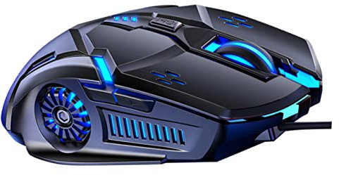 FUNNETOYU Wired Usb Silent Mouse with 6d Buttons and Rgb Lighting for Gaming and Office Use, Black Wired Mechanical Computer Accessory for Desktop and Laptop