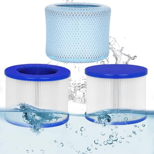 Luazuri Ersatz Filterkartuschen für Spa Filter,Whirlpool Filter for Inflatable Hot Tubs & Massage Pools Compatible with All RELXTIME, ALEKO, Wejoy, Aquaspa Hot Tub (2 Filters + 1 Filter Bags)