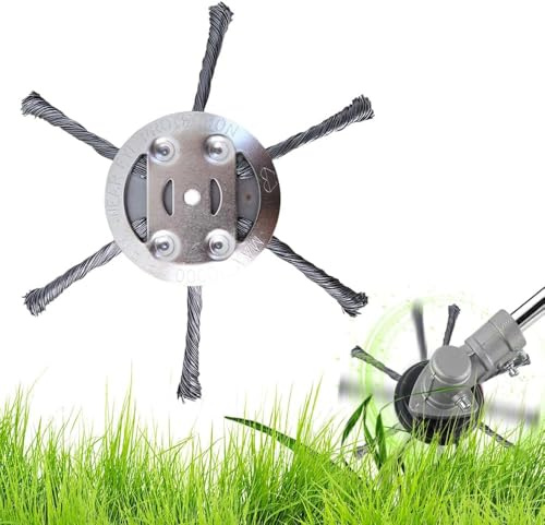 Stahldraht Rasentrimmer,Upgrade Unkrautbürste Für Rasentrimmer, 2025 Freischneider Zubehör, Unkrautbürste für Akku Rasentrimmer für Garten-Rasentrimmerkopf-Rasenmäher-Elektrowerkzeug (6 Blade)