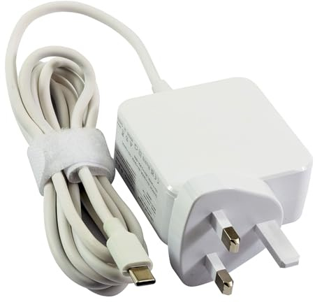 Lite-am 45W USB-C Fast Charger PD 3.0 UK Plug Power Adapter with Type-C Cable White For Amazon Eero Pro-6 mesh WiFi Router, Fire HD 8