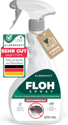 Silberkraft Flohspray Wohnung & Möbel [500 ml] mit effektiver Sofortwirkung | effektives Abwehr-Mittel gegen Flöhe & Larven mit Sofortschutz - Flohmittel zum Flöhe bekämpfen - hochwirksam & laborgeprüft