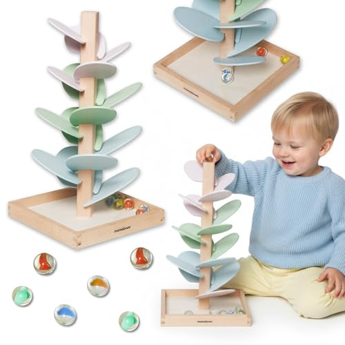 Mamabrum Holz Kugelbahn Klangbaum für Kinder ab 3 Jahren – sensorisches Spielzeug mit Kugeln & beruhigenden Klängen