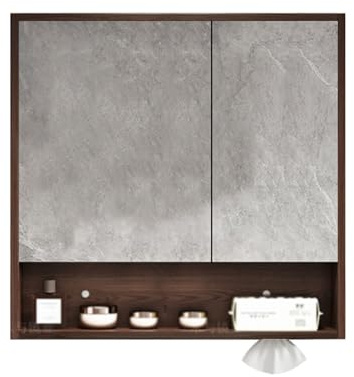 Wall-Mounted Bathroom Cabinet with Anti-Fog Lighting 70cm (27.6in) Side Storage nizer Stylish Trellis Design for Efficient Space Saving