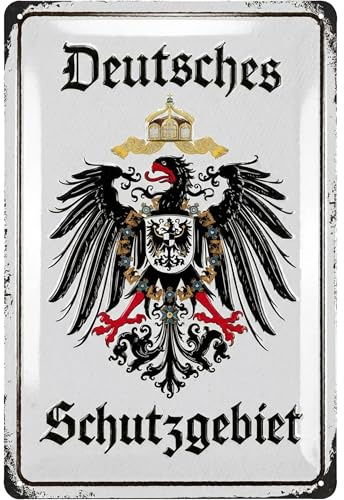 Retro Blechschild Deutsches Schutzgebiet, geprägtes Metallschild als Deutschland Deko und Geschenk für Männer, Wanddeko für Haus Garage Bar, 20x30 cm