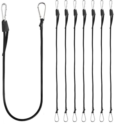 LEIMEND 8 Pezzi Corde Elastiche con Gancio Regolabile 1m Cordini Elastici | Con Moschettone Cinghia con Ganci Forte e per il Trasporto di Bagagli Tende da Sole Cargo Box Campeggio