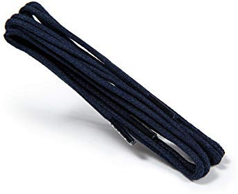Kaps Cordones Finos Redondos Encerados, Cordones Redondos de Calidad de 2 mm 100% Algodón para Calzado Casual y de Moda, 1 par (75 cm - 29 pulgadas - 4 a 5 pares de ojales / 57 - Azul Marino)