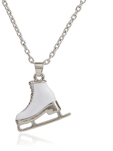My Shape Fashion Weiß Emaille Zink Legierung Schlittschuhe Schuhe Big Anhänger Lang Herren Frauen Halskette