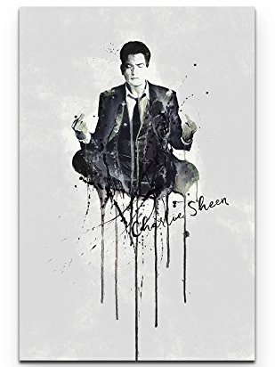Paul Sinus Art Charlie Sheen 90x60cm auf Leinwand gespannt fertig zum aufhängen