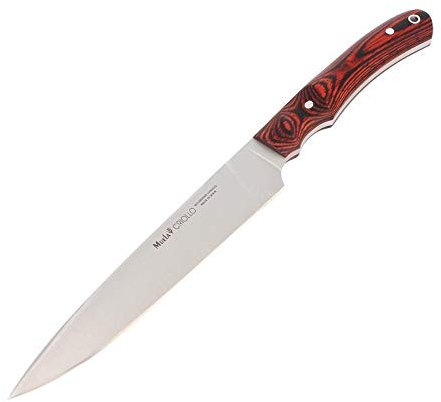 Muela Cuchillo CRIOLLO-17 hoja de acero MoVa de 17 cm y empuñadura de madera de coral para Caza, Pesca, Supervivencia y Bushcraft Realizado en Ciudad Real + Portabotellas de regalo