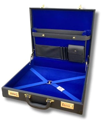 Regalia Store UK Masonic Hard Leather Apron/Regalia Case (MM/WM), Masonic Regalia Briefcase, Freemason Briefcase for Various Masonic Degrees, Black, One Size (Leather)