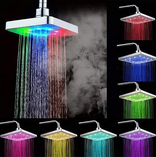 Nikou Soffione Doccia LED, Soffione Doccia a LED ad Alta Pressione con fasciatoio a vestibilità Romantica Universale per Hotel casa Bagno (7 Colori)