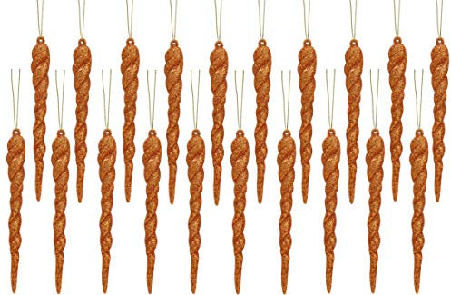 Christmas Concepts® 12cm Glitzereiszapfen-Dekorationen - Luxus-Christbaumschmuck (Kupfer, Packung mit 20)