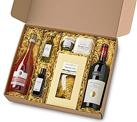 Präsentkorb Grande Festa Italien Feinkost Geschenk für Männer und Frauen zu Weihnachten I Geschenkkorb Geschenkbox mit Wein, Olivenöl und Spezialitäten aus der italienischen Gourmet-Küche