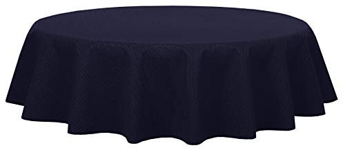 Brandsseller Gartentischdecke Ø 160 cm Tischdecke mit Paspel Outdoor Tischtuch rund Weichschaum für Garten, Terrasse, Balkon wetterfest rutschfest - Blau