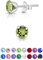 Pendientes Mujer Plata de Ley 925 con Cristales Swarovski Peridoto 5 mm - Pendientes Brillantes de Colores - Aretes Pequeños Plata de Ley 925 - Pendientes Peridoto