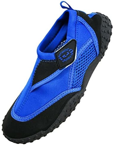 Aqua Beach Surf Wet Water Shoes Boys Girls Mens Womens Unisex Wetsuit Boots (Black/Blue Adult 8)